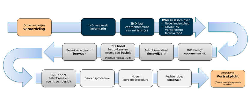 Schematische weergave van het proces rondom het intrekken Nederlanderschap